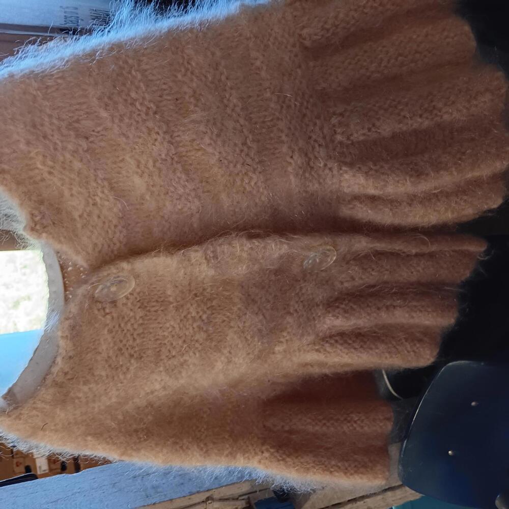 Soft Fuzzy Knit Women's Cape with Buttons